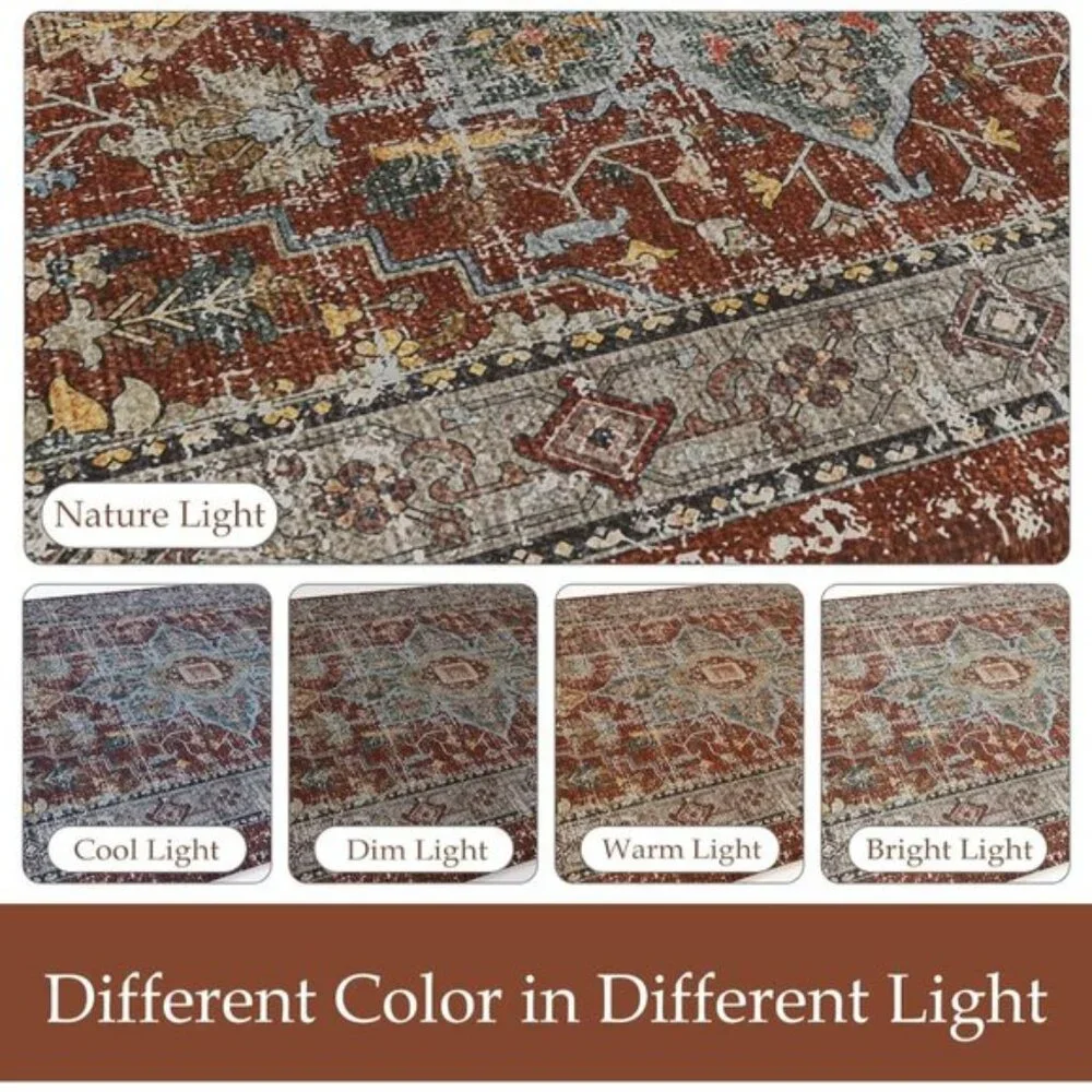 New Set of 2 Vintage Red Kitchen Rug, Anti-Fatigue, Non-Slip, Waterproof Mats